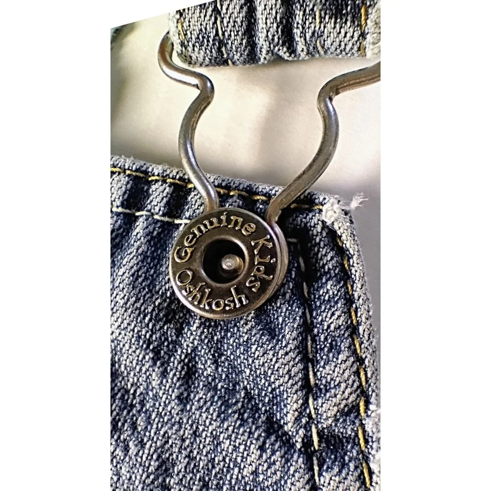Vintage Y2K OshKosh B'Gosh Overalls Girls 5T Denim Floral Embroidered Bib Jumper